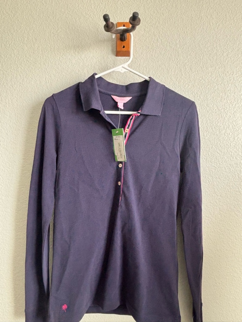 NWT Lilly Pulitzer Navy  Polo with Pink Trim